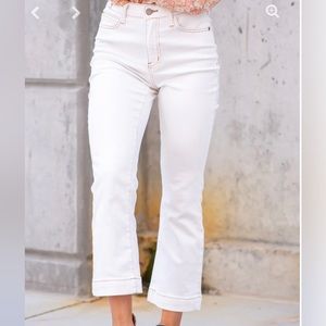 Judy Blue Cropped Bootcut Jeans Off White/Ivory 13/31